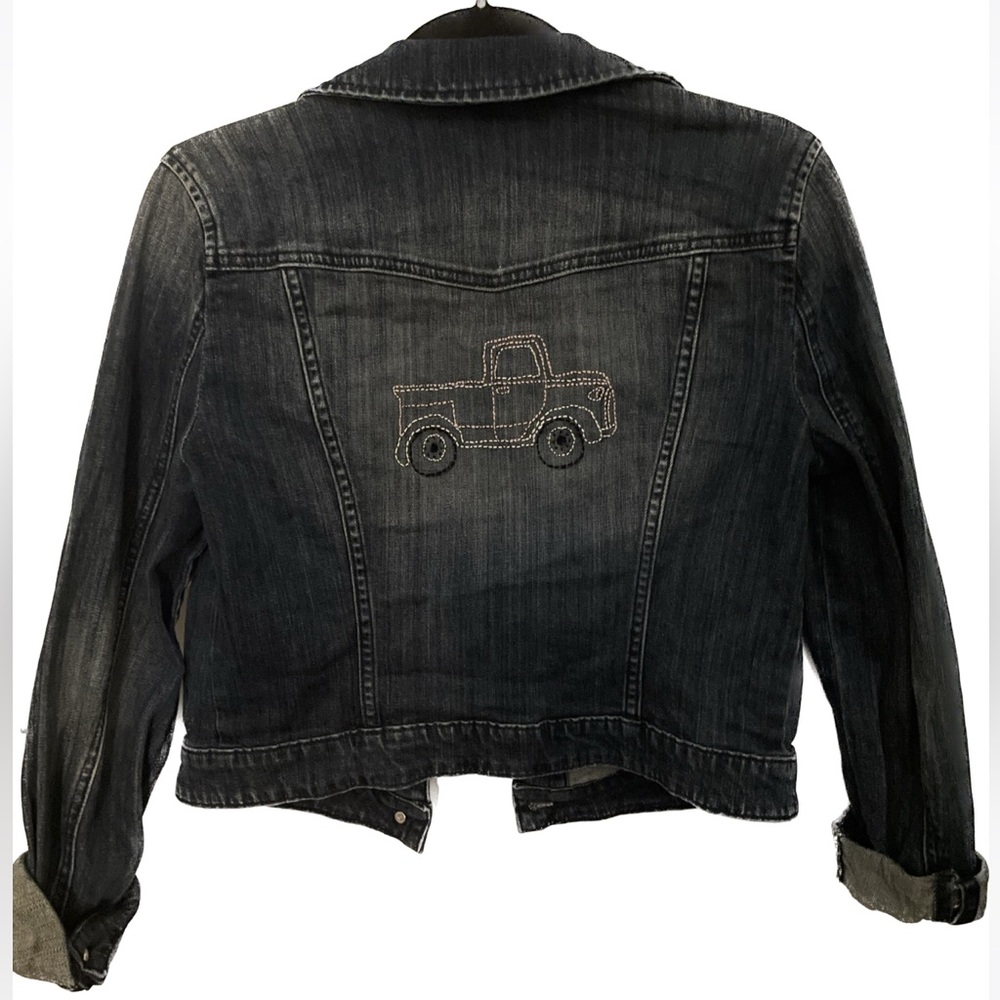 Self embroidered truck Elle jean jacket
